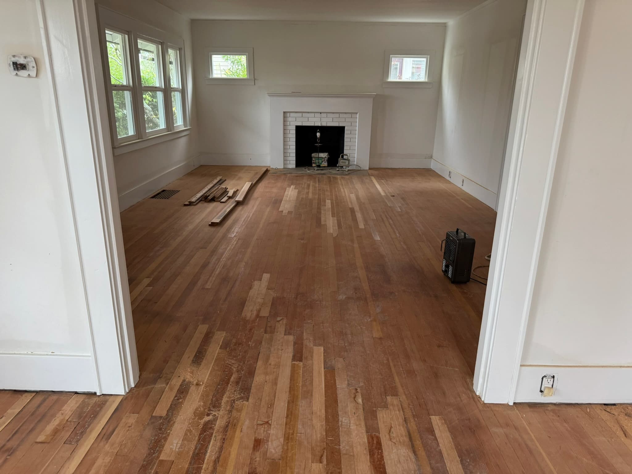 Church Street Portland hardwood floors before restoration